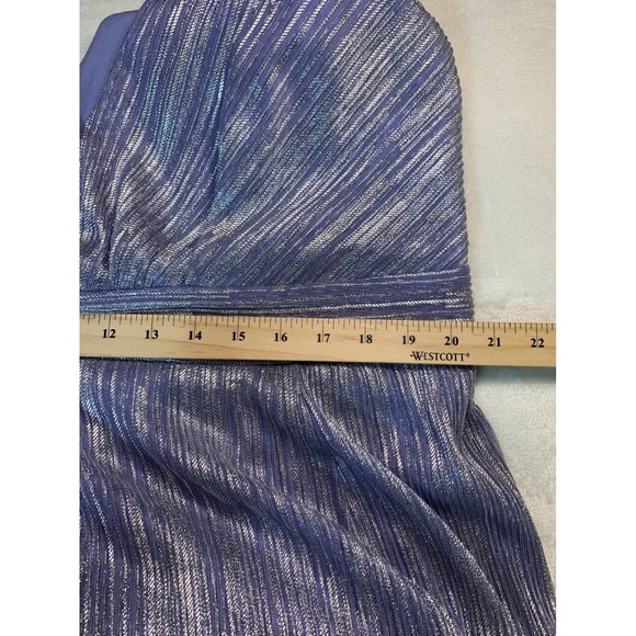 Xscape Dress Kennedy Rosette Shoulder Metallic Pleated Purple Gown Formal 18W - Picture 7 of 8